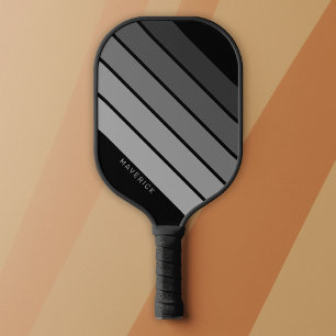 Retro Stripe Patroon Black Grey  vibe Pickleball Paddle