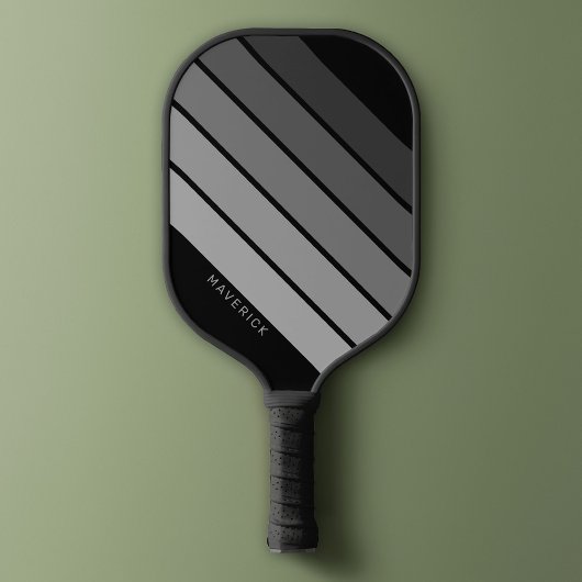 Retro Stripe Patroon Black Grey vibe Pickleball Paddle