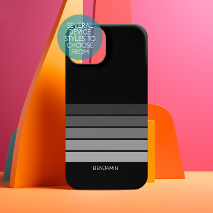 Retro Stripe Patroon Black Grey  vibe Samsung Galaxy Hoesje