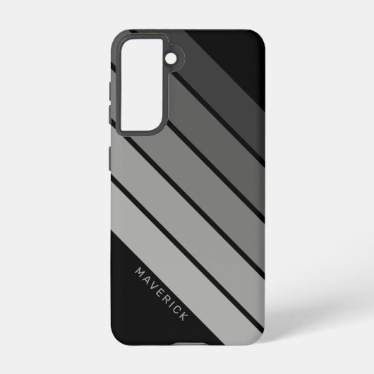 Retro Stripe Patroon Black Grey  vibe Samsung Galaxy Hoesje (Achterkant)