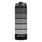 Retro Stripe Patroon Black Grey vibe Thermosbeker (Voorkant)