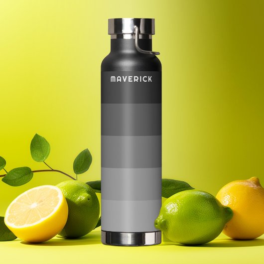 Retro Stripe Patroon Black Grey vibe Waterfles