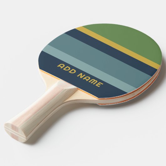 Retro Stripe Patroon Blauw Groen  vibe Tafeltennisbatje (Voorkant Gekanteld)