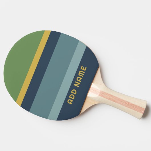 Retro Stripe Patroon Blauw Groen  vibe Tafeltennisbatje (Zijkant)