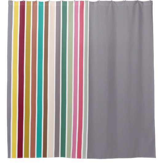 Retro Stripe Patroon Douchegordijn (Voorkant)