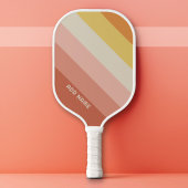Retro Stripe Patroon Koraal Roze vibe Pickleball Paddle