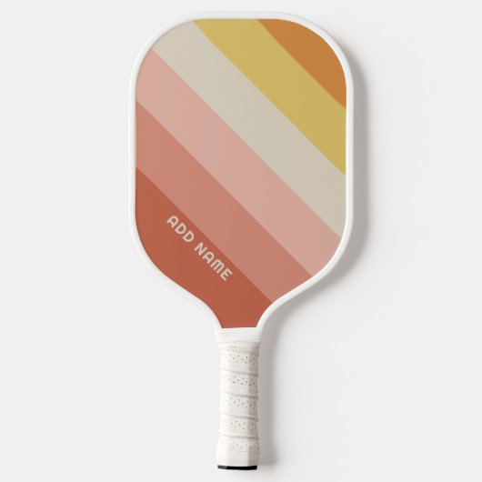 Retro Stripe Patroon Koraal Roze vibe Pickleball Paddle (Achterkant)