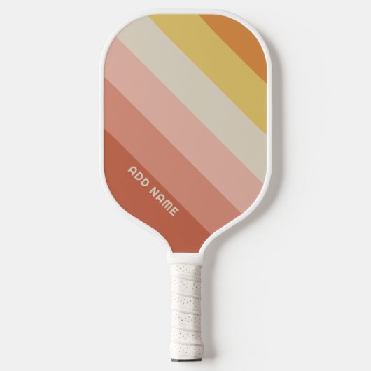 Retro Stripe Patroon Koraal Roze vibe Pickleball Paddle (Voorkant)