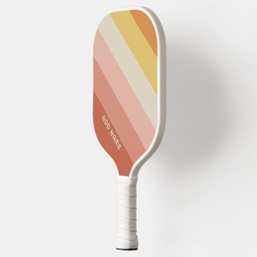 Retro Stripe Patroon Koraal Roze vibe Pickleball Paddle (Links)