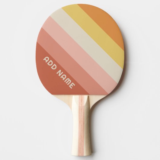Retro Stripe Patroon Koraal Roze  vibe Tafeltennisbatje (Voorkant)