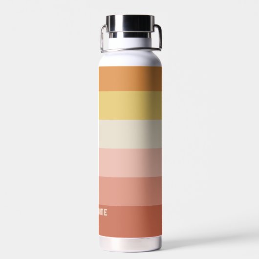 Retro Stripe Patroon Koraal Roze vibe Waterfles (Achterkant)