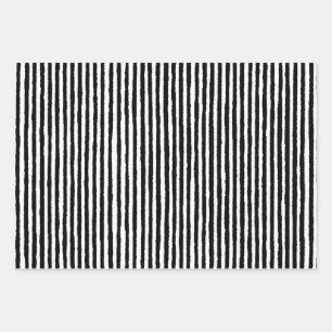 Retro Stripe Patroon Verticaal zwart-wit BW Inpakpapier Vel