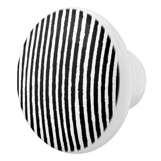 Retro Stripe Patroon Verticaal zwart-wit BW Keramische Knop (Rechts)