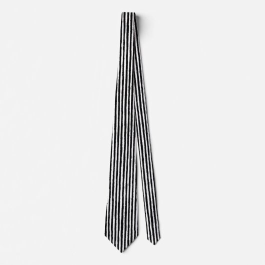 Retro Stripe Patroon Verticaal zwart-wit BW Stropdas (Voorkant)