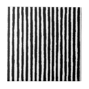 Retro Stripe Patroon Verticaal zwart-wit BW Tegeltje