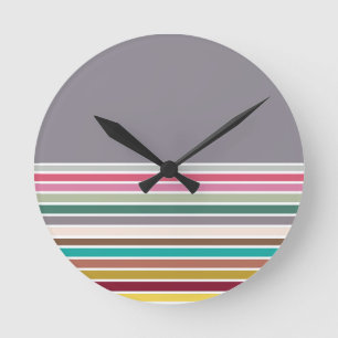 Retro Stripe Patroon Wandklok Ronde Klok