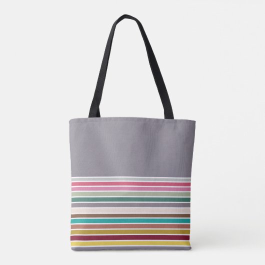 Retro Stripe Pattern Canvas tas (Achterkant)