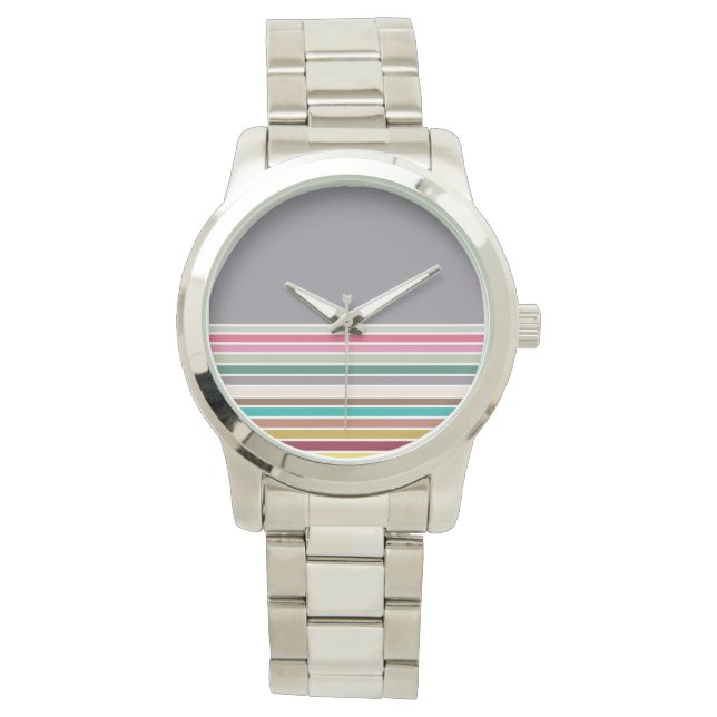 Retro Stripe Pattern eWatch Horloge (Voorkant)