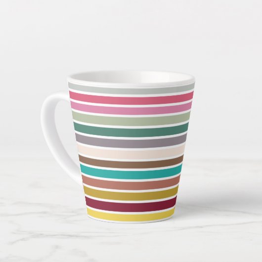Retro Stripe Pattern Latte Mok (Linkerhoek)