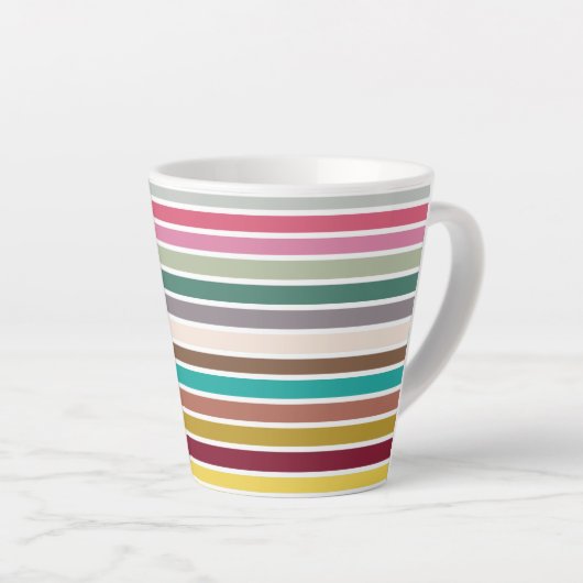 Retro Stripe Pattern Latte Mok (Rechterhoek)