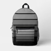 Retro Stripe Pattern Zwart Grijs  vibe Bedrukte Rugzak (Voorkant)