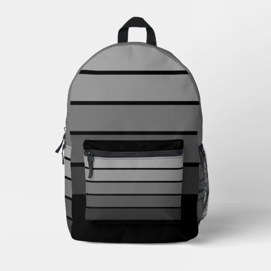 Retro Stripe Pattern Zwart Grijs  vibe Bedrukte Rugzak (Voorkant)