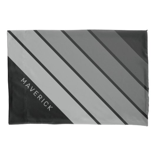 Retro Stripe Pattern Zwart Grijs  vibe Kussensloop (Voorkant)