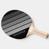 Retro Stripe Pattern Zwart Grijs  vibe Tafeltennisbatje (Zijkant)