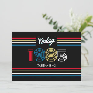 Retro Stripe Primaire Kleuren 1985 Kaart
