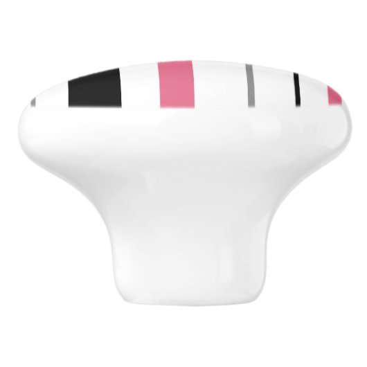 Retro Stripe roze zwarte grijze keramische knop (Zijkant)