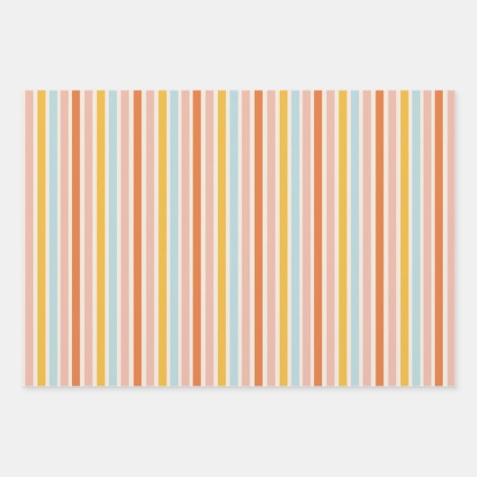Retro Stripe Style Pastelwikkelpapier Inpakpapier Vel (Voorkant)
