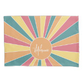 Retro stripe sunrise - pastelregenboogscriptnaam kussensloop (Voorkant)