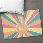 Retro stripe sunrise - pastelregenboogscriptnaam kussensloop