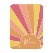 Retro stripe sunrise - pastelregenboogscriptnaam magneet (Verticaal)