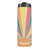 Retro stripe sunrise - pastelregenboogscriptnaam thermosbeker (Voorkant)
