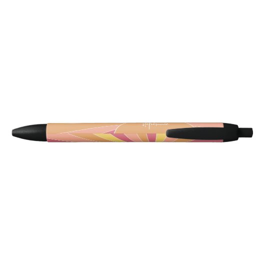 Retro stripe sunrise - pastelregenboogscriptnaam zwarte inkt pen (Achterkant)