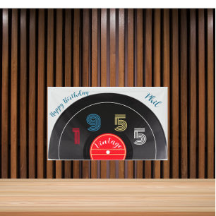 Retro Stripe Vinyl Record 1955 70e verjaardag Spandoek