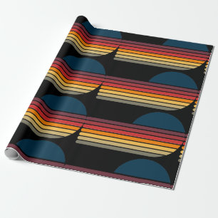 Retro Stripe Zon Verjaardag Cadeaupapier