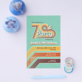 Retro Striped 70's Party Invitation Flyer (Enkel)