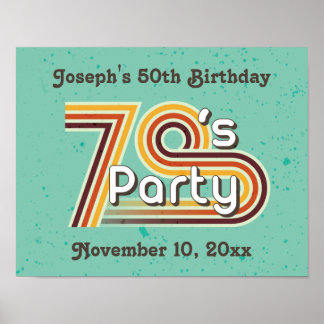 Retro Striped 70's Party Poster