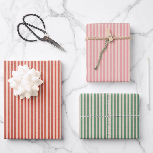 Retro striped boho wrapping paper for Christmas (Voorkant)