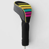 Retro Striped Dark 80s Across Striping with Name Golfheadcover (Schuin)