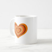 Retro Striped Heart Mug - Orange on White (Devant gauche)