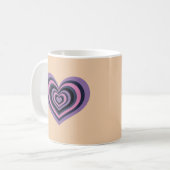 Retro Striped Heart Mug - Purple on Beige (Devant gauche)