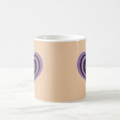 Retro Striped Heart Mug - Purple on Beige (Centre)