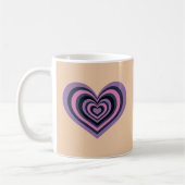 Retro Striped Heart Mug - Purple on Beige (Gauche)