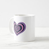 Retro Striped Heart Mug - Purple on White (Devant gauche)