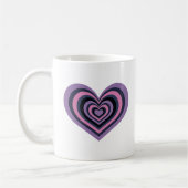 Retro Striped Heart Mug - Purple on White (Gauche)