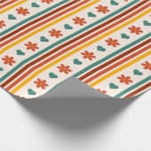 Retro Striped met bloemhart Cadeaupapier (Hoek)