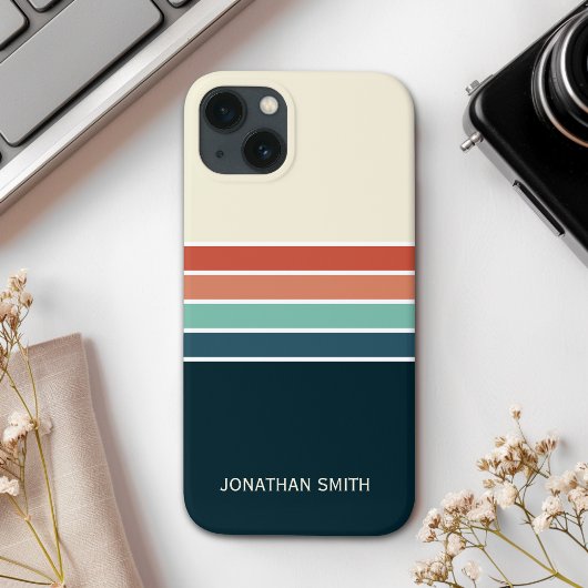 Retro Striped Pattern 70's 80's, Colorful Case-Mate iPhone Case